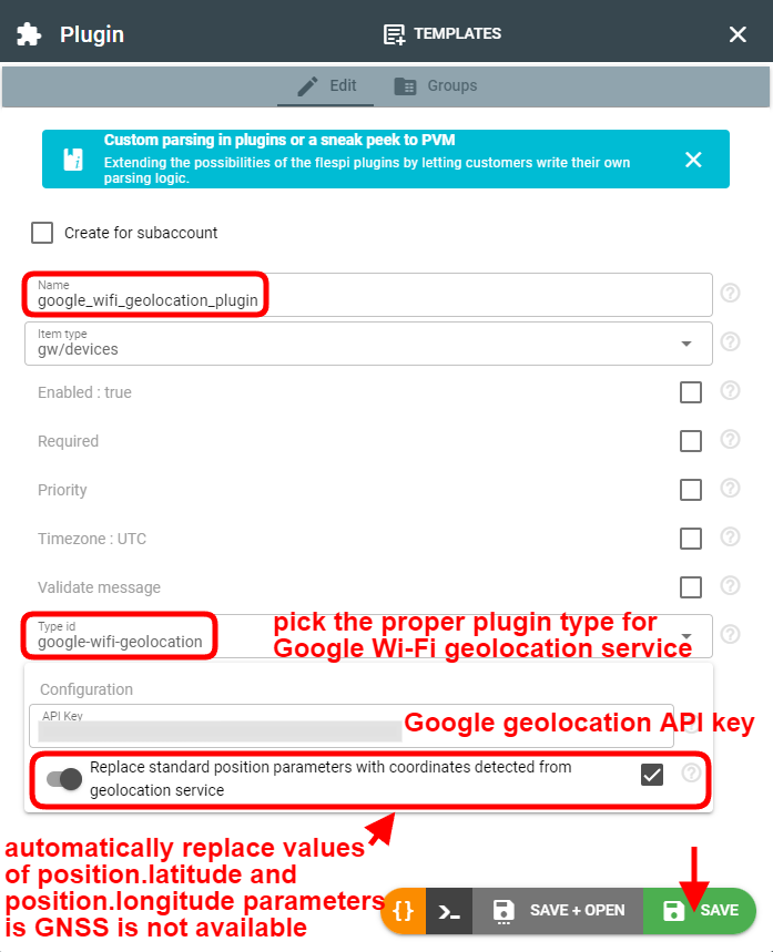 create google wifi geolocation plugin flespi