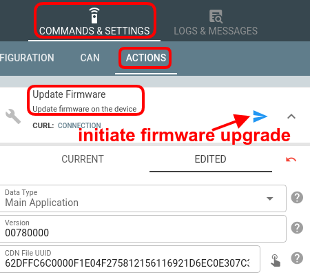 send upgrade firmware command