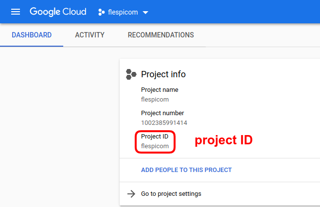 google cloud console project id