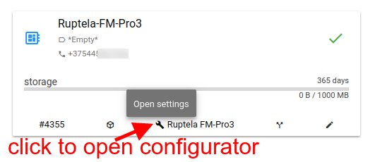 open configurator for ruptela tracker