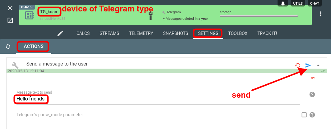 send message from flespi to telegram