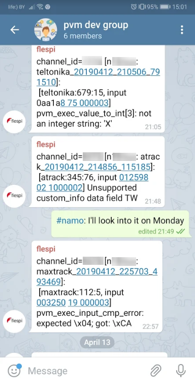 parsing error telegram notification