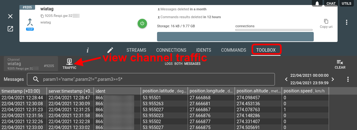 open traffic viewer from channel