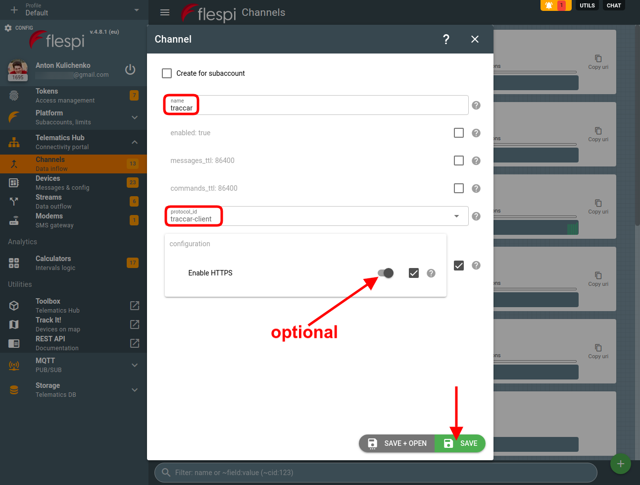 traccar forwarding url