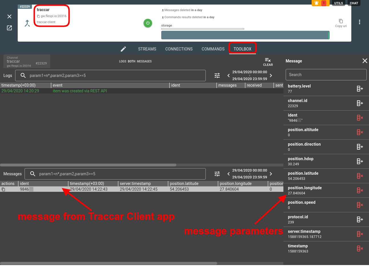 traccar client channel toolbox
