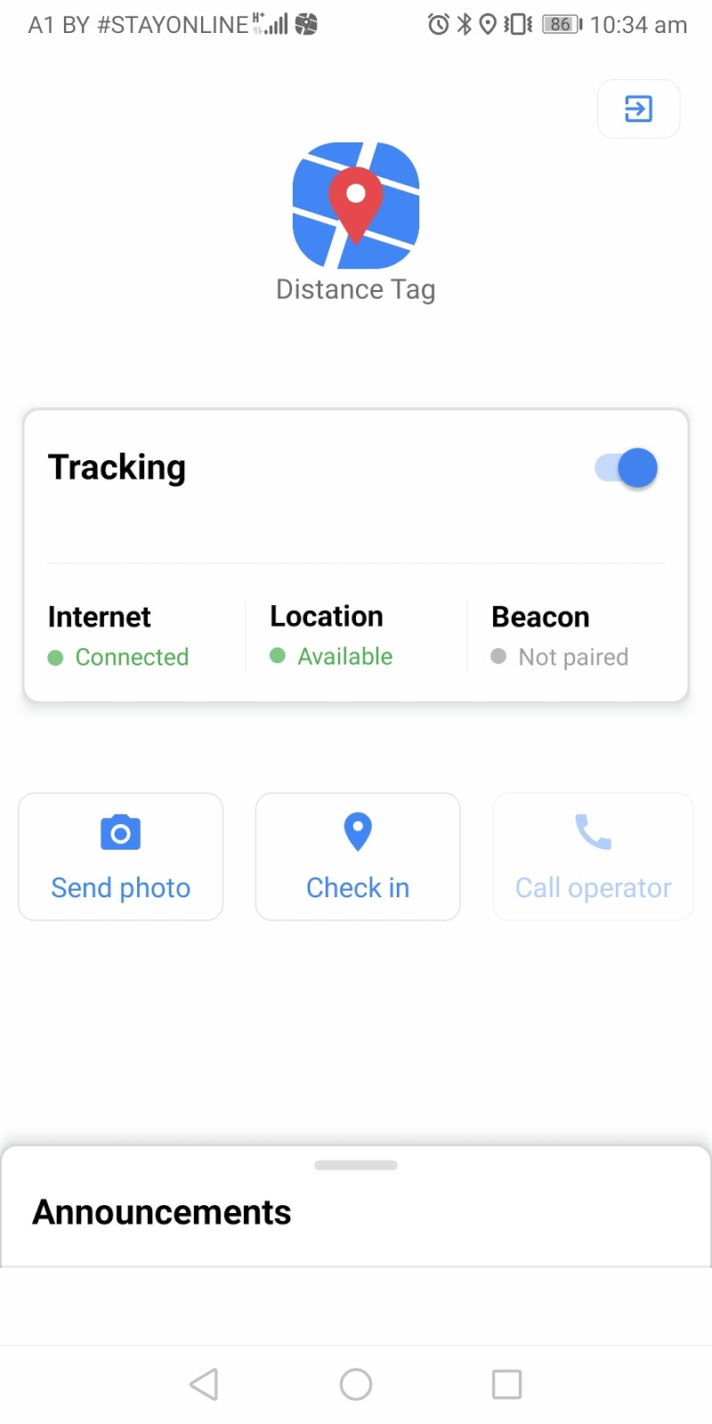 distance tag main screen tracking