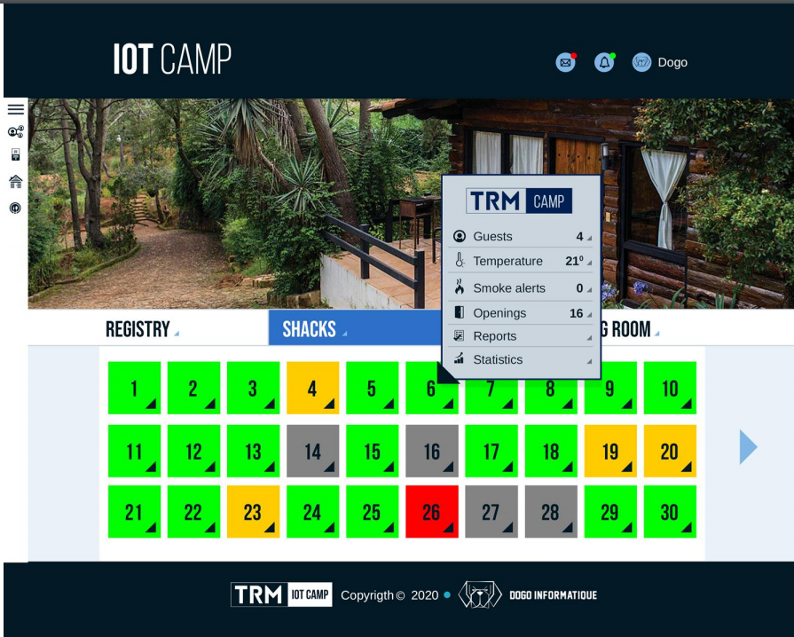 iot camp application interface rooms info
