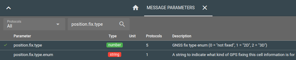 flespi message parameters position.fix